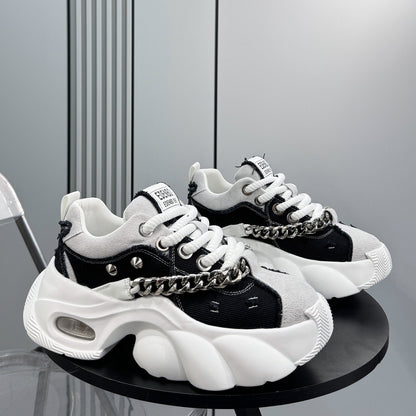 Denim Chain Studs Chunky Sole Sneakers WN24582
