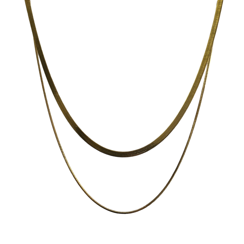 Double Layer Snake Bone Titanium Steel Necklace WN19234