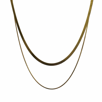 Double Layer Snake Bone Titanium Steel Necklace WN19234