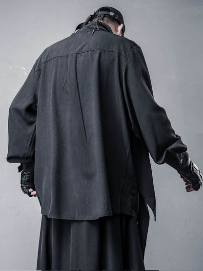 Avant-Garde Scarf Design Texture Long Sleeve Shirt WN22443