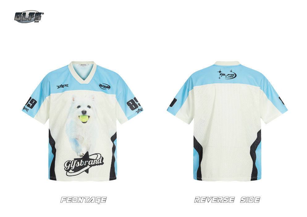 Sporty Breathable Dog Print Oversize Short Sleeve T-Shirt WN26541