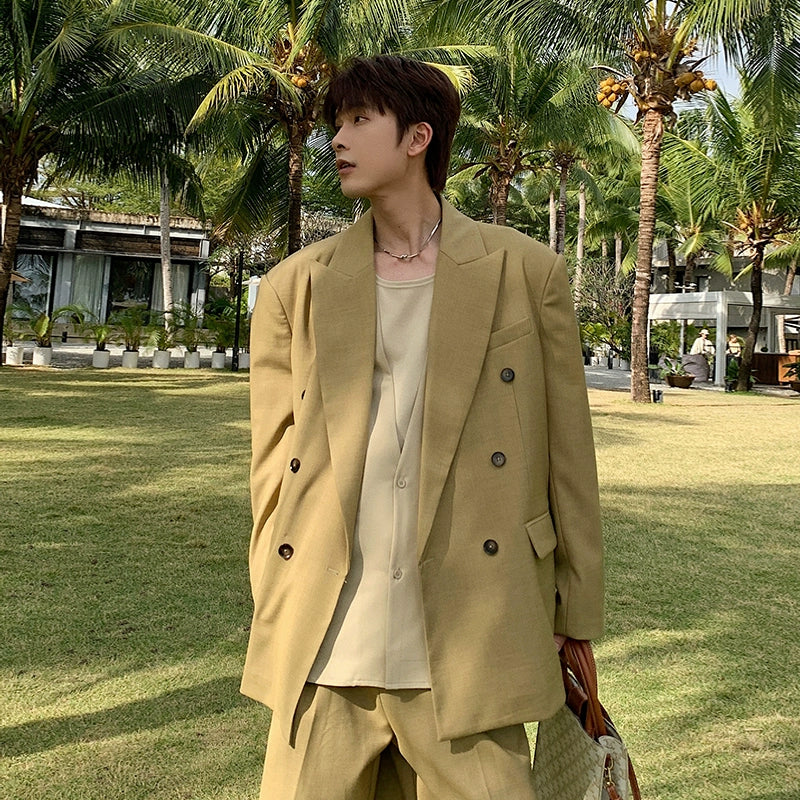 Double-Breasted Tailored Jacket & Wide Leg Trousers Setup WN20395