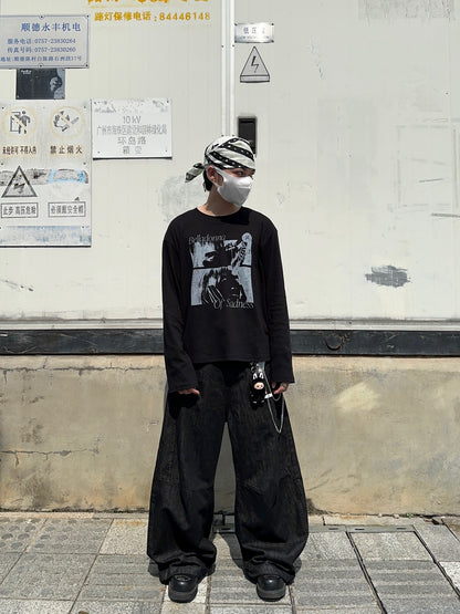 Graphic Print Oversize Long Sleeve T-Shirt WN24362