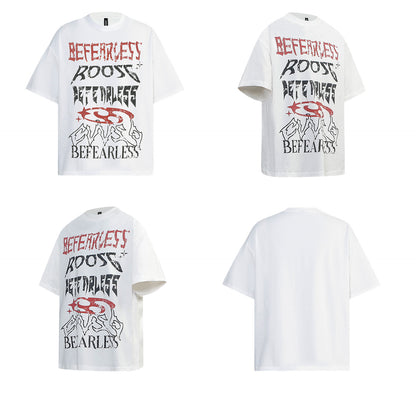 Washed Letter Print Oversize Short Sleeve T-Shirt WN26401