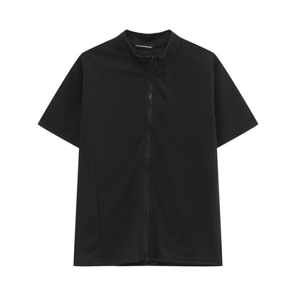 Zipper Collarless Short Sleeve T-Shirt WN24889
