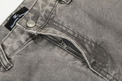 Dirty Washed Damage Panel Wide Leg Denim Jeans WN25917