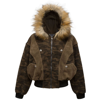 CAMOUFLAGE FURLAR SHERPA-LINING PADDED JACKET WN11337