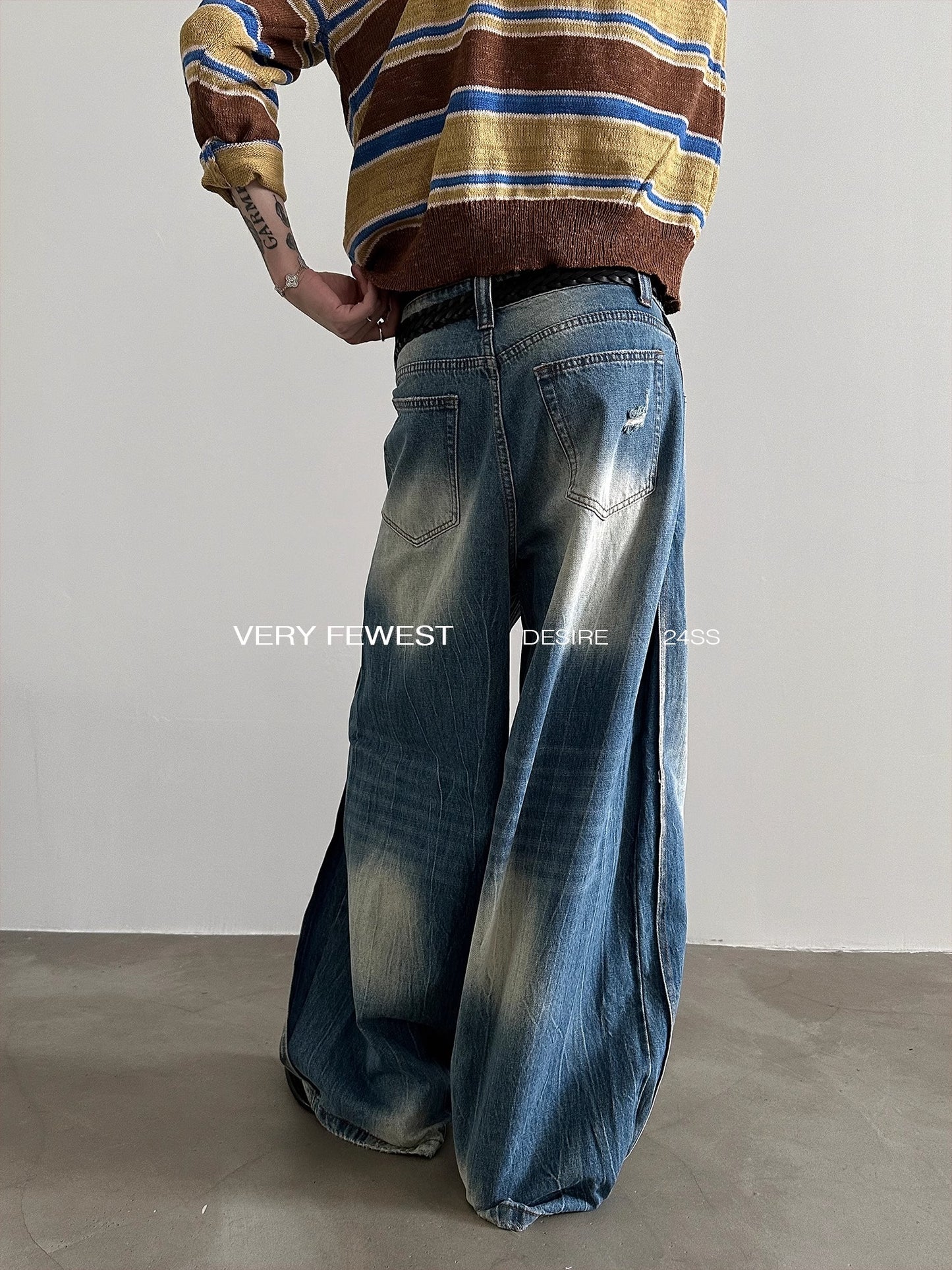 Washed Wide-Leg Straight Denim Jeans WN8910