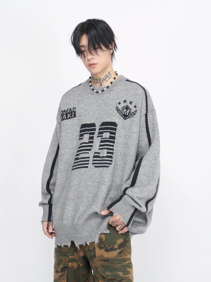 Oversize Damage Knit Sweater WN8713