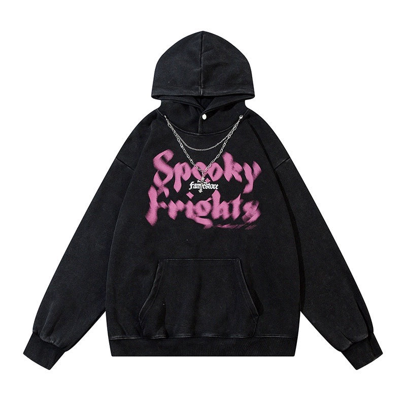 Fuzzy Letter Print Heavyweight Hoodie WN8365