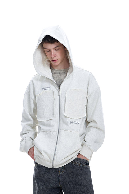 Oversize Embroidery Heavyweight Zipper Hoodie WN9764