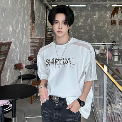 Oversize Letter Cutout Short Sleeve T-Shirt WN25100