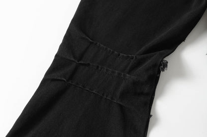 Raw Hem Wash Flare Denim Jeans WN16193