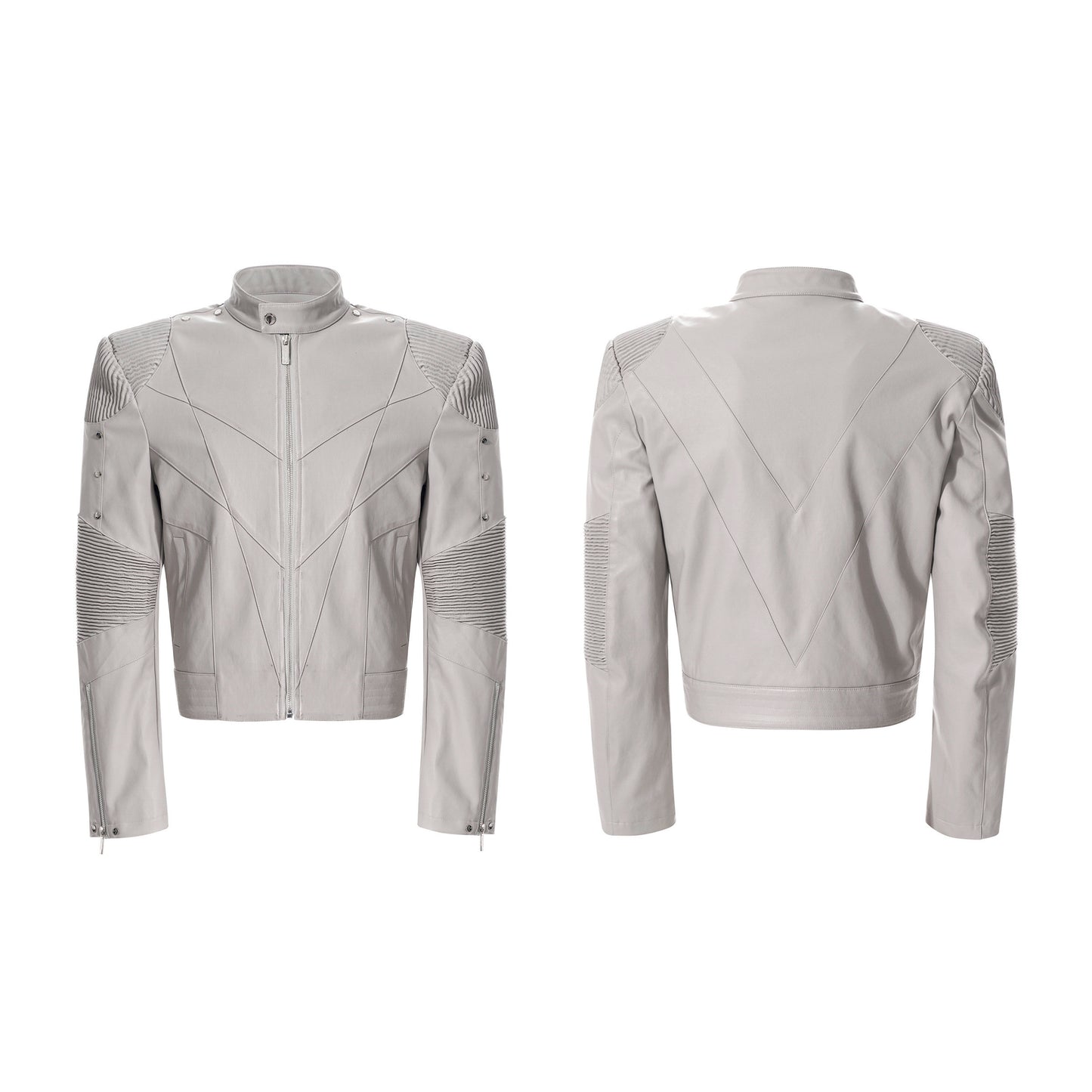 Apocalypse Knight Exoskeleton Stand Neck Leather Jacket & Flare pants Setup WN23281