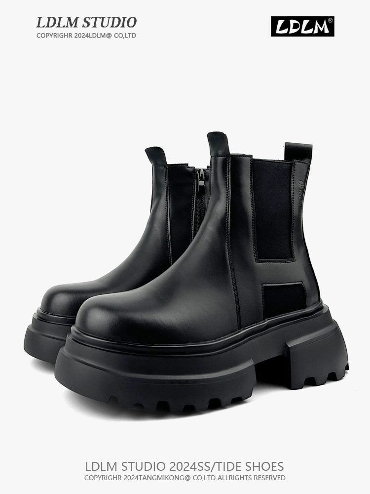 Thick Sole Leather Chelsea Boots WN21250