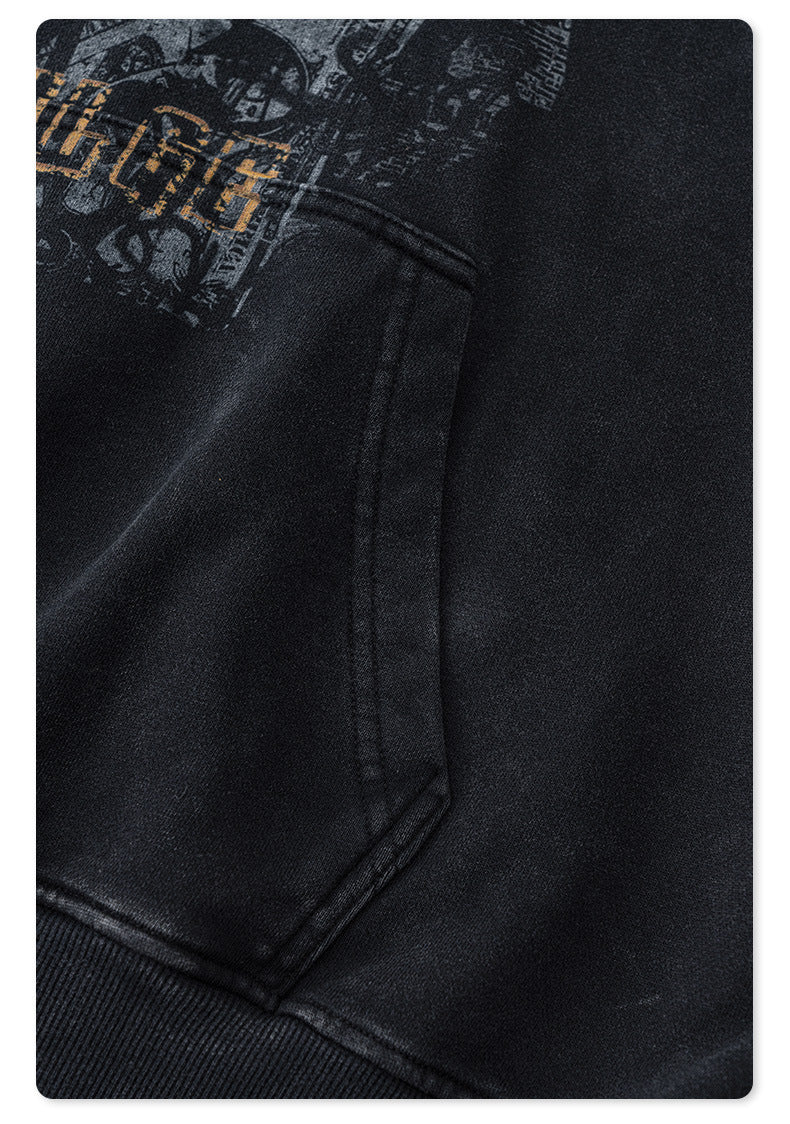 Washed  Heavyweight Print Hoodie WN7888