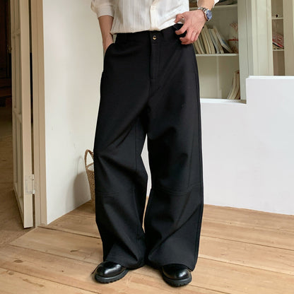 Wide Leg Pleats Seam Trousers WN24925