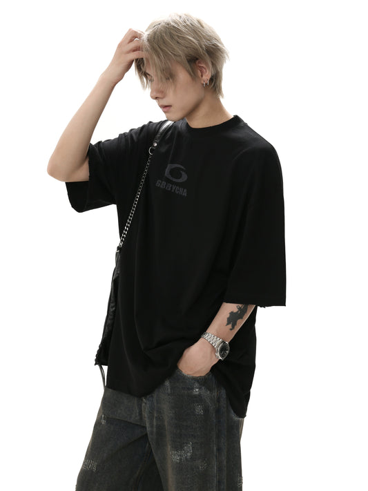 Oversize Round Neck Print Short Sleeve T-Shirt WN7963