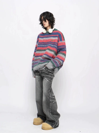 Colorblock Stripe Knit Sweater WN10959