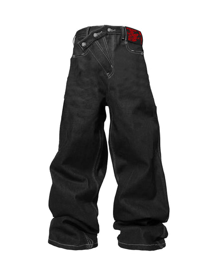 Three-Button Wide Leg Denim Jeans WN20892