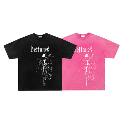 Washed Gothic Scarecrow Print Short Sleeve T-Shirt WN26879