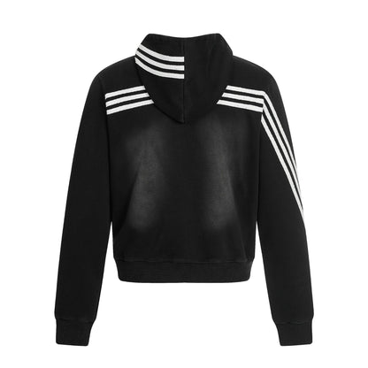 Three Stripes Short Sporty Zipper Hoodie WN21916