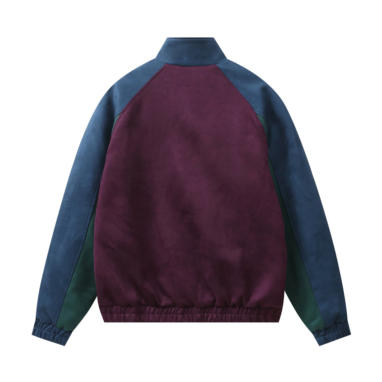 Color-Block Stand Neck Oversize Suede Jacket WN11121