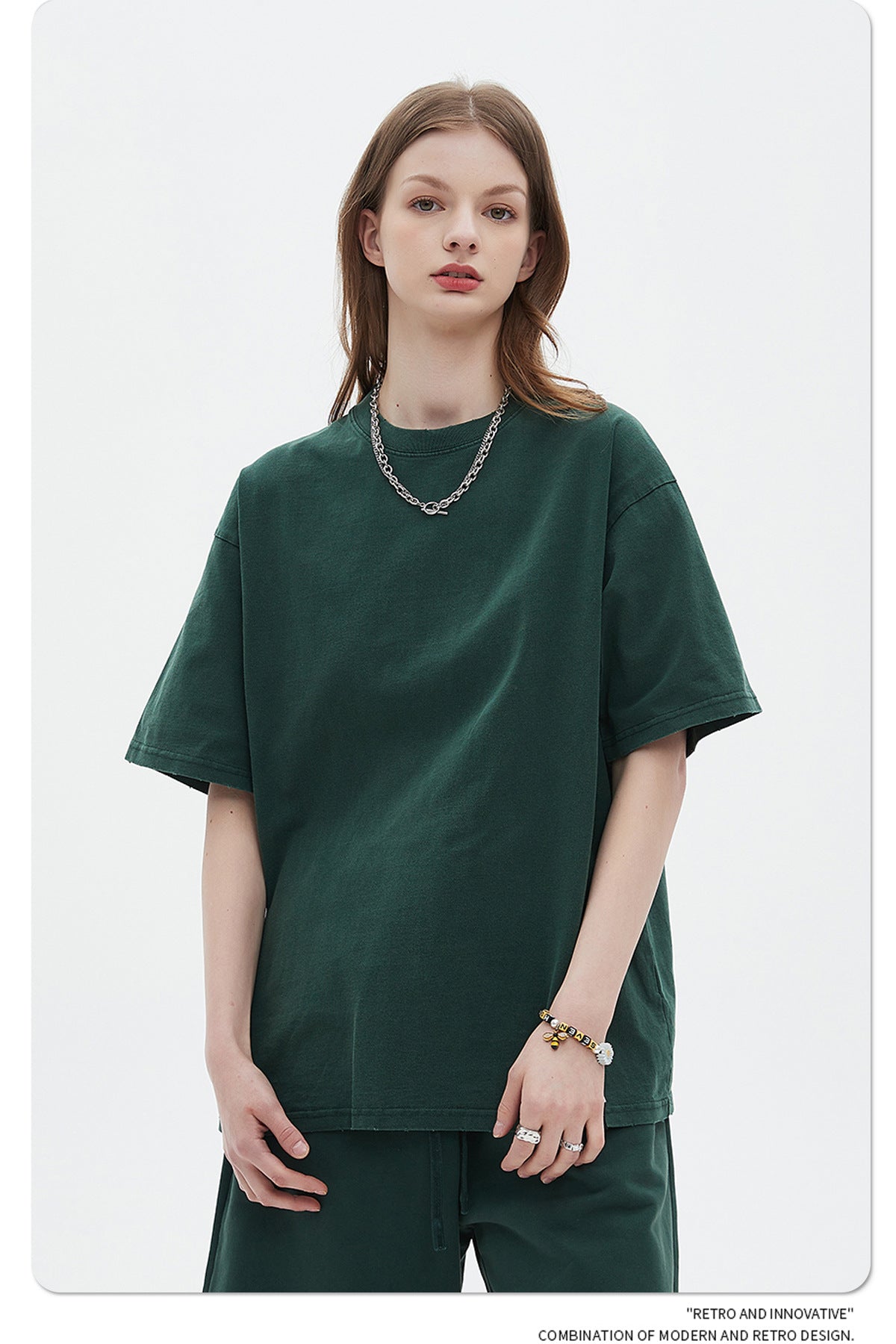 Washed Dyed Oversize Damage Short-sleeve T-shirt & Short Sweatpants Setup WN6630