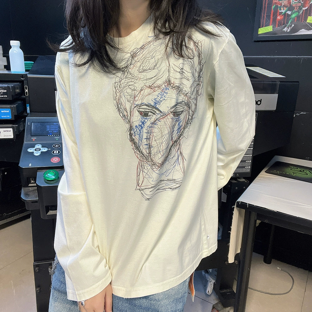 Graphic Design Oversize Long Sleeve T-Shirt WN16739