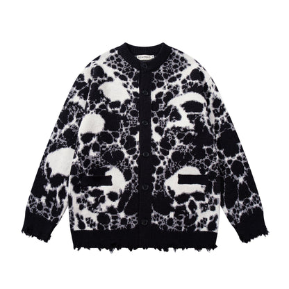 Skull Graphic Dark Knit Sweater WN23040