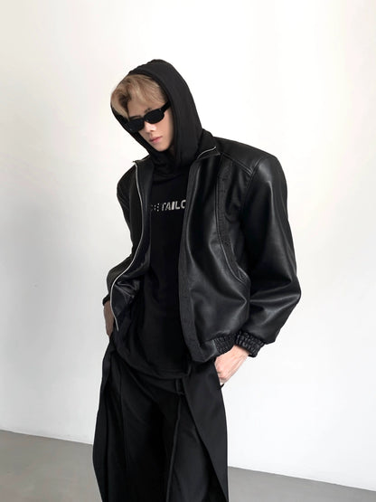 Jacquard Embroidery Short PU Leather Jacket WN21959