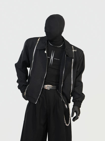 Multi-Zipper Design Shoulder-Pad Jacket WN17285