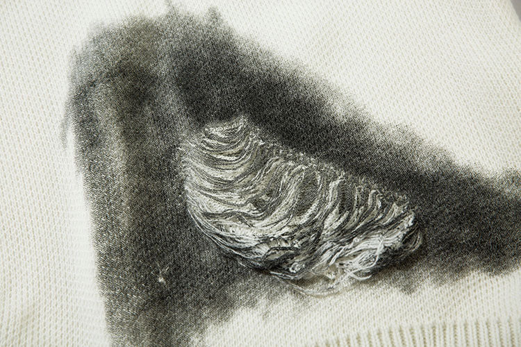 Chain Jacquard Spray Paint Knit Sweater WN11439