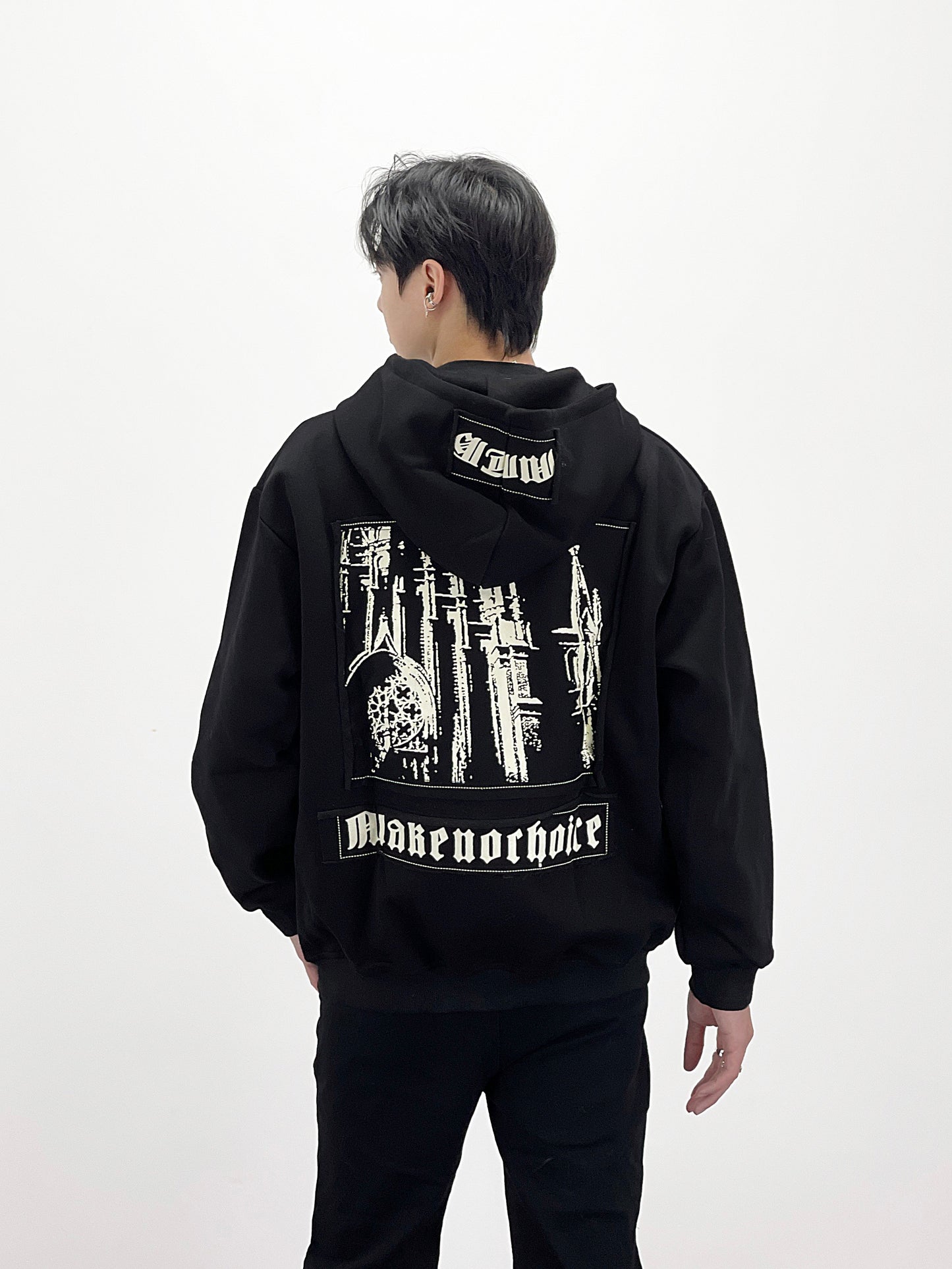 Applique Embroidery Zipper Hoodie WN24237