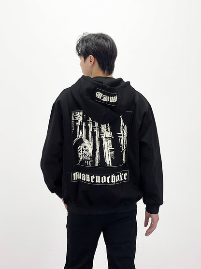 Applique Embroidery Zipper Hoodie WN24237