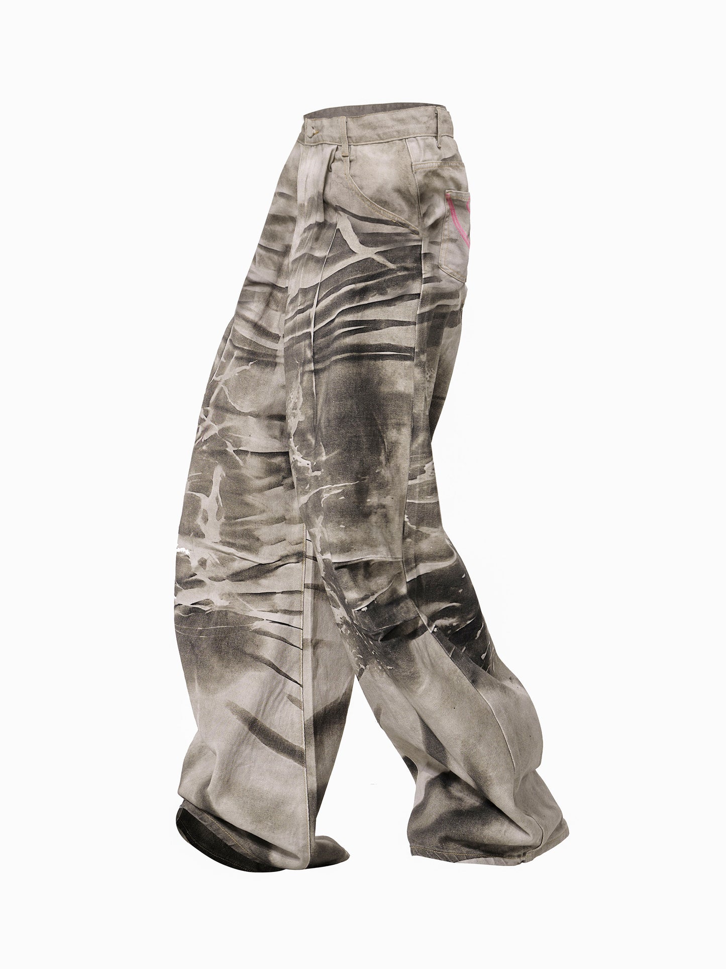 Tie-Dye Damage Wide Leg Denim Jeans WN23284