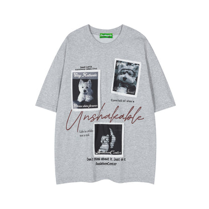 Photo Letter Print Short Sleeve T-Shirt WN26788