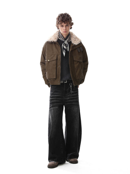 Fake Fur Collar Cropped Utility Jacket WN28023