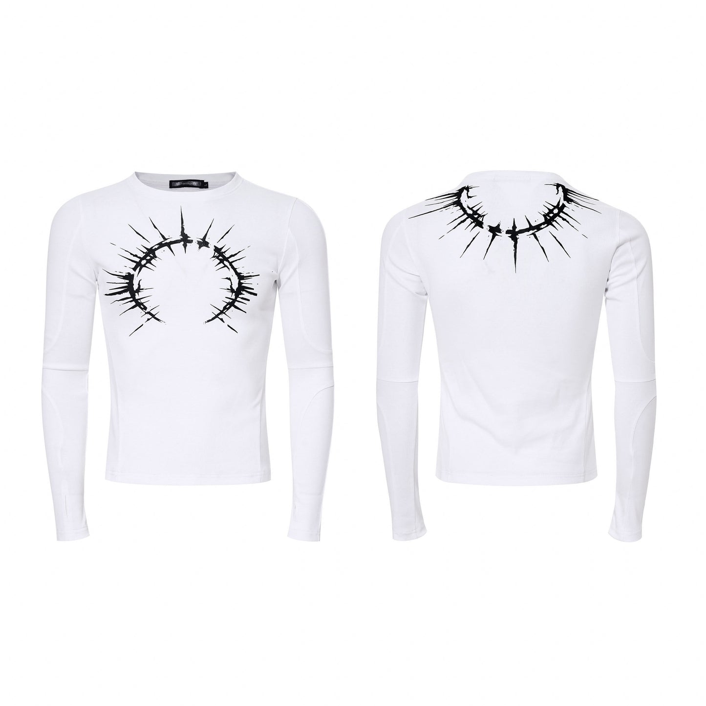 Silver Foil Print Long Sleeve T-Shirt WN23289