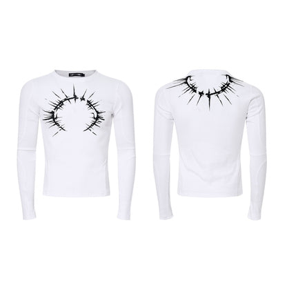 Silver Foil Print Long Sleeve T-Shirt WN23289