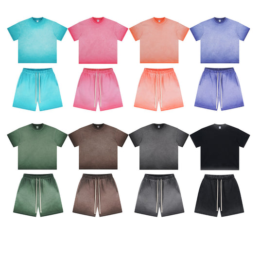 Vintage Dyed Oversize Short-sleeve T-shirt & Vintage Dyed Short Sweatpants Setup WN6642