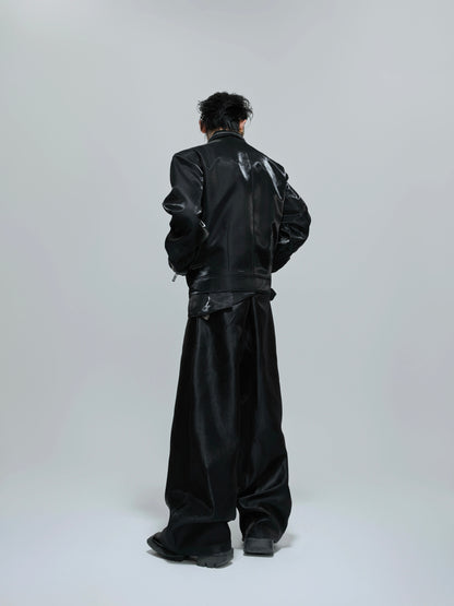 Glossy Rhinestone Button Short Zipper Jacket WN21691