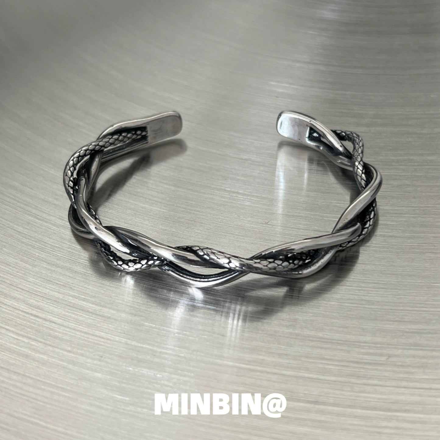 Snake Pattern Twist Titanium Steel Bracelet WN19254