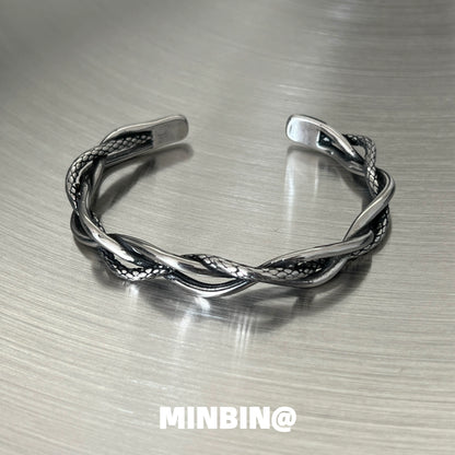 Snake Pattern Twist Titanium Steel Bracelet WN19254