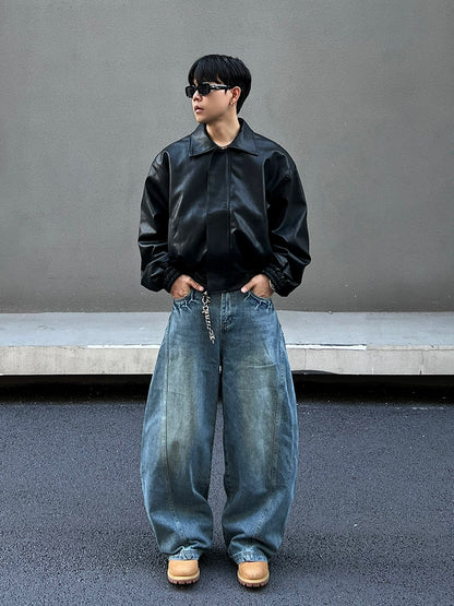 Wide Leg Curved Denim Jeans WN19383