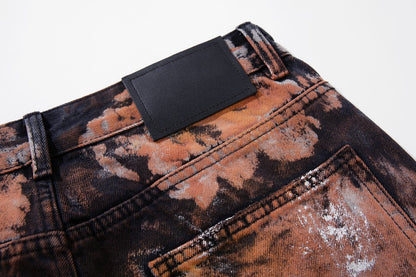 Paint Splatter Workwear Wide Leg Denim Jeans WN27921