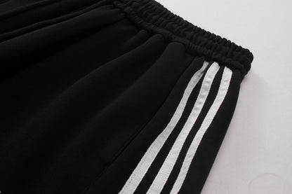 Stripe Zipper Hoodie & Wide Leg Drawstring Sweatpants Setup WN27993