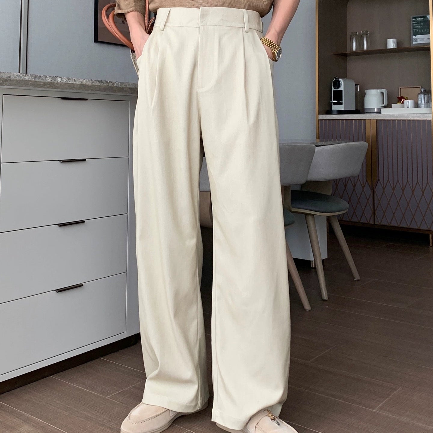 Drape Straight Wide Leg Trousers WN20473