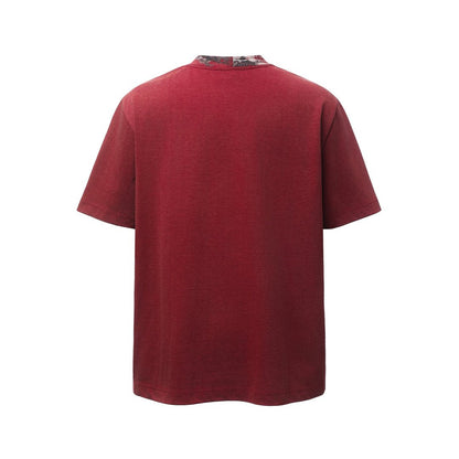 Contrast Collar Pocket Embroidery Short Sleeve T-Shirt WN26800