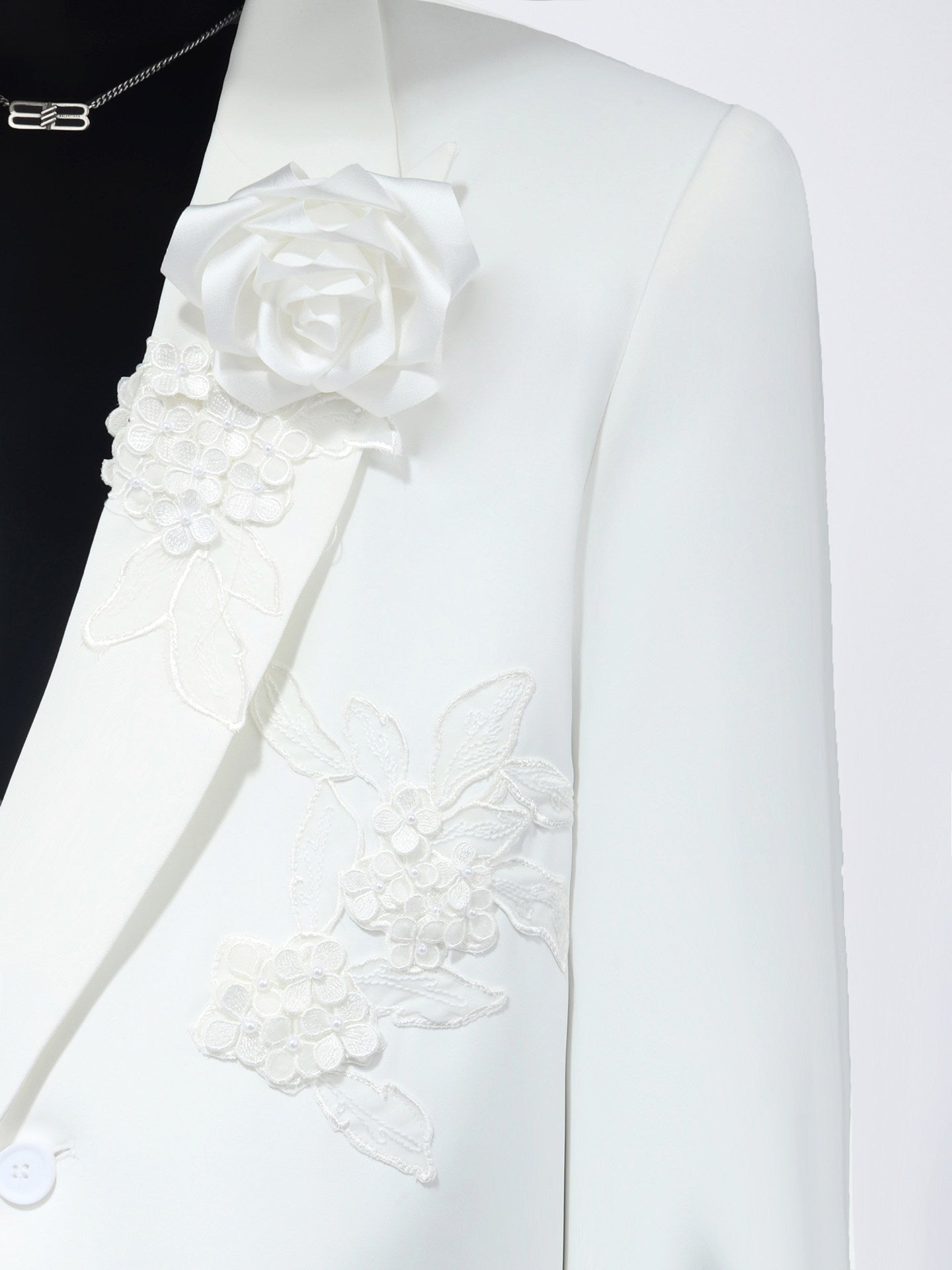 Flower Decor Tailored Jacket & Flare Trousers Setup WN23716